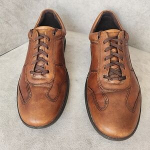 Ecco dress sneakers men's 12 brown leather preppy comfort business casual chic